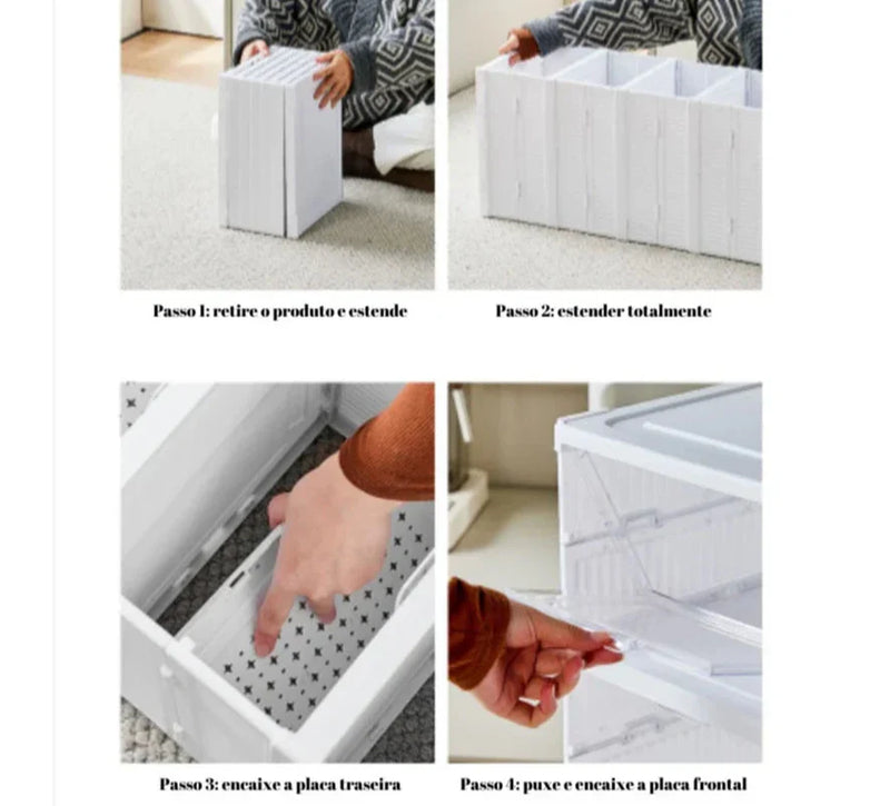 Caixa De Sapato Dobrável Armazenamento Transparentes